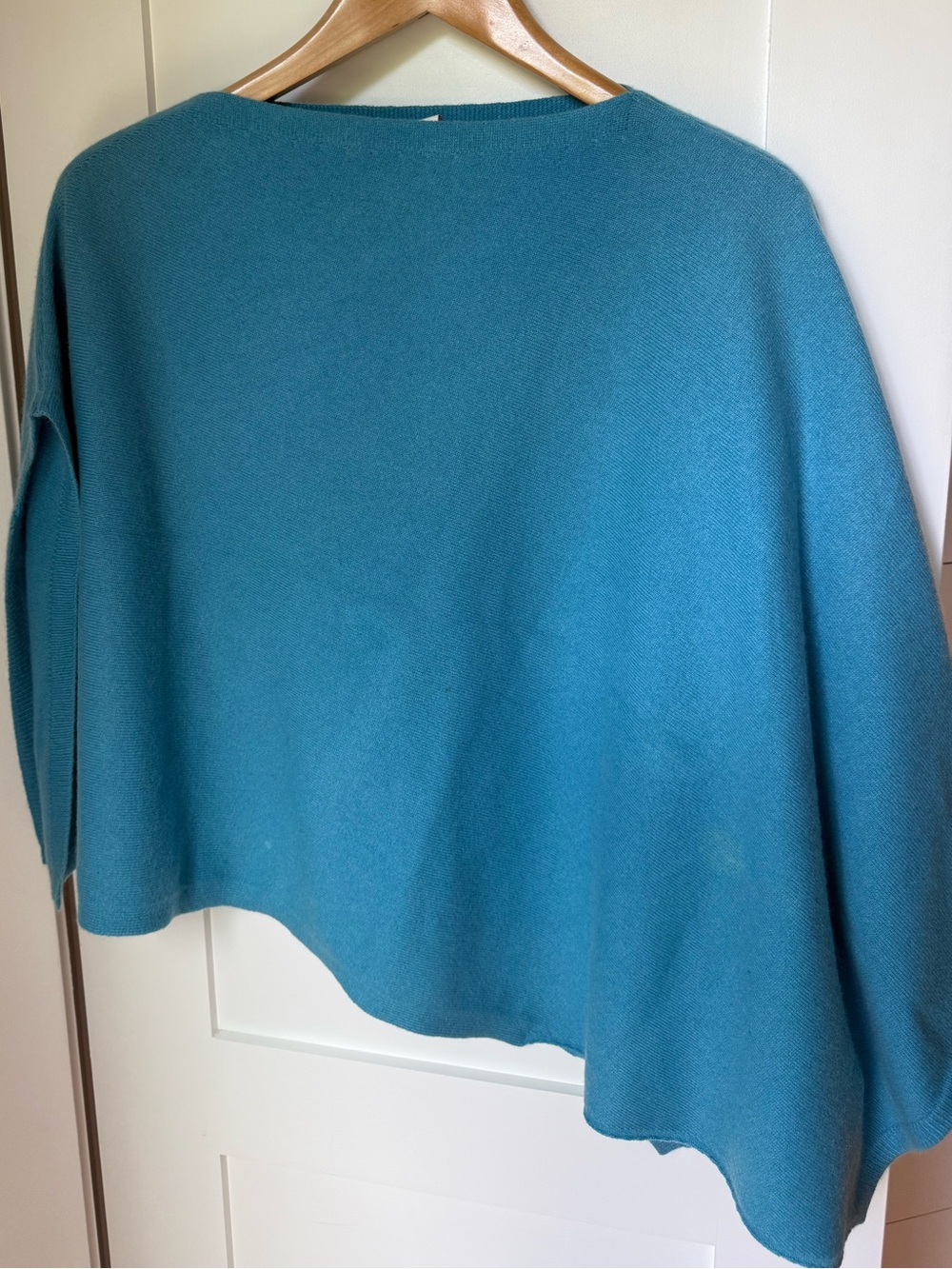 Nordstrom Signature 100% Mongolian Cashmere Blue Knit Poncho One Size